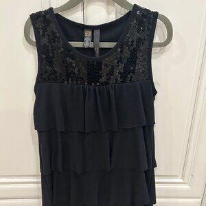 Black Ruffled & Sequin Girl's Dress (Size 10)